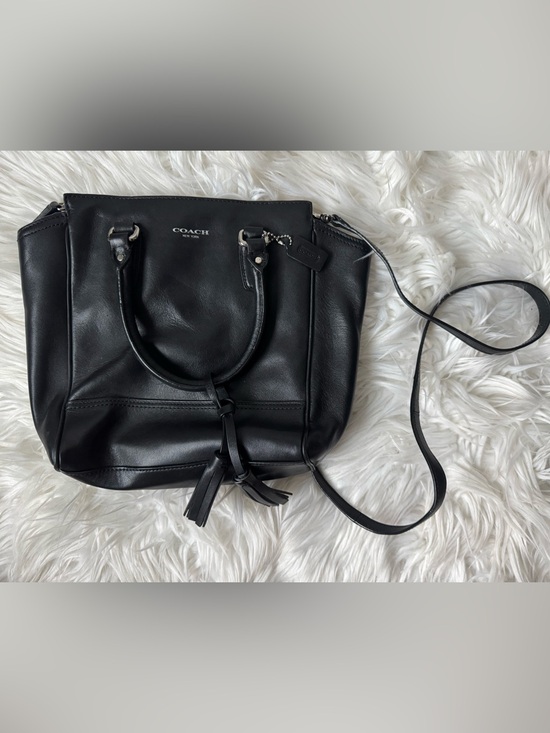 Coach Handbags - Coach Black Leather Shoulder Tote with Tassel Charm